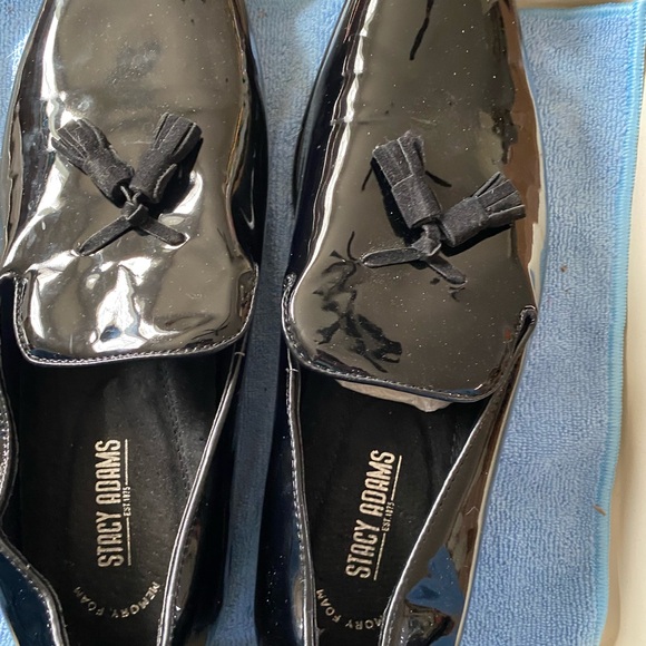 Stacy Adams Glossy Black Patent Leather Tassel Loafers